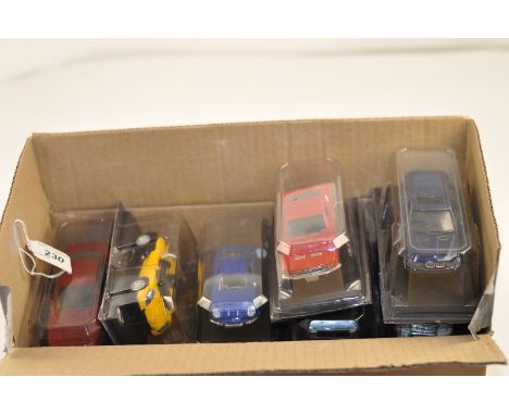 BOX OF 11 MODEL CARS SCALE 1:43 ALL IN PRESENTATION CASES
