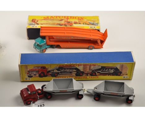 2 MATCHBOX MAJOR SERIES VEHICLES TO INCLUDE M4 FRUEHAUF HOPPER TRAIN AND M8 CAR TRANSPORTER IN ORIGINAL BOXES