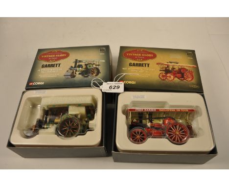 2 CORGI VINTAGE GLORY OF STEAM: 10 TON ROAD ROLLER - THE BARONESS AND 4CD SHOWMANS TRACTOR - LORD GEORGE BOTH BOXED VGC
