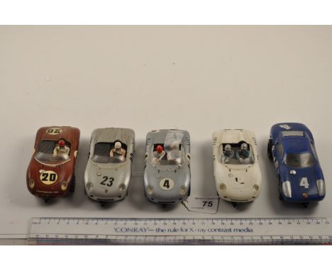 4 RARE STROMBECKER SCALEXTRIC SLOT MODEL PORSCHES PLUS ONE OTHER 