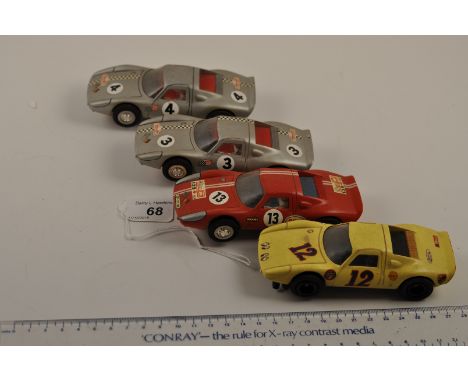 4 RARE FALLER SCALEXTRIC SLOT CAR MODEL PORSCHES 