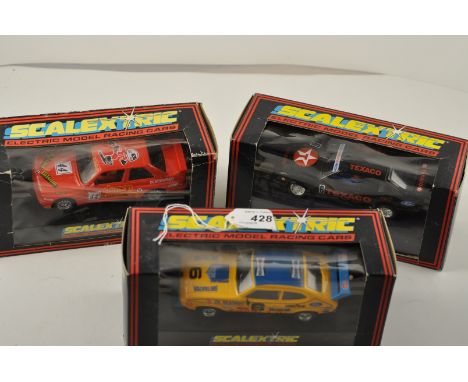 3 SCALEXTRIC CARS TO INCLUDE C379 FORD CAPRI 3.0S, C409 BMW M3 AND C455 COSWORTH TEXACO BOXED