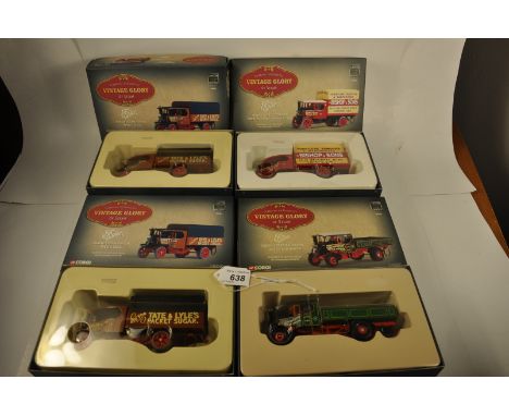4 CORGI LIMITED EDITION VINTAGE GLORY OF STEAM FODENS:80202 FLATBED STEAMER WITH LIFTVAN - BISHOP AND SONS, 2 X 80201 STEAM W