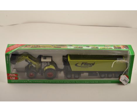 SIKU FARMER MODEL 1949 TRACTOR WITH FRONT LOADER, DOLLY AND TIPPING TRAILER SCALE 1:50 BOXED