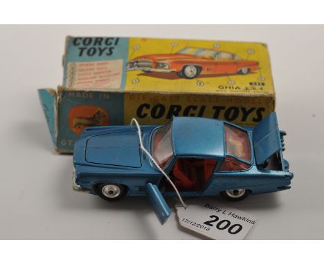 CORGI TOYS MODEL 241 GHIA WITH CRYSLER ENGINE BLUE WITH DOG AND ORIGINAL BOX