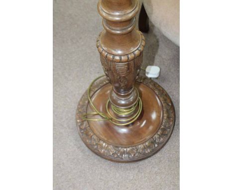 MAHOGANY CARVED STANDARD LAMP
with shade