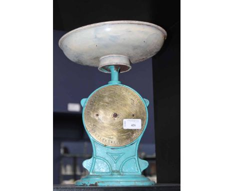 VINTAGE SALTER KITCHEN SCALES
along with another set of scales and weights
