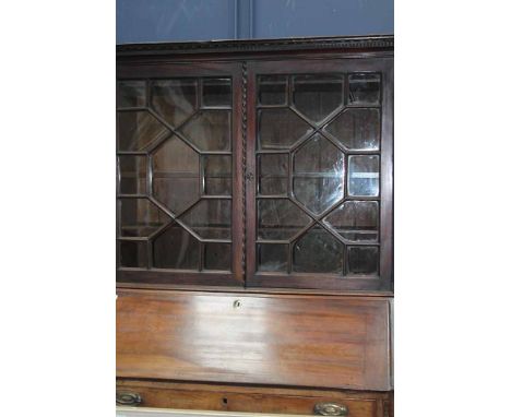GEORGIAN MAHOGANY COMPOSITE BUREAU BOOKCASE
on bracket feet, 203cm high