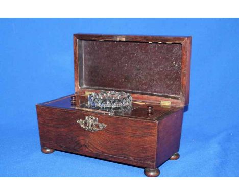 VICTORIAN ROSEWOOD SARCOPHAGUS SHAPED TEA CADDY 