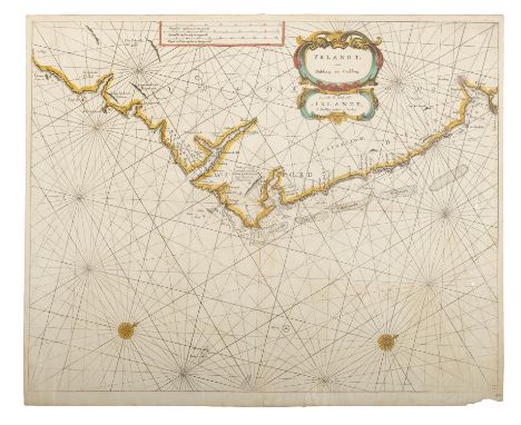 HENDRICK DONCKER (1625 - 1699) A Chart of the South-East Coast of Ireland (1664) 430x 543mm Yrlandt van Dubling tot Corkbeg a
