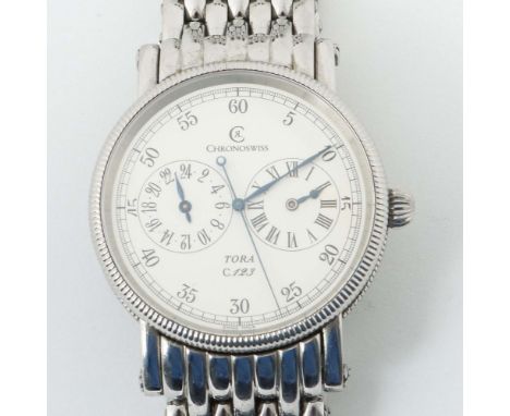 HerrenarmbanduhrChronoswiss Tora C.123, Automatic, Stahl, romanisches und römisches Ziffernblatt, leichte Tragespuren, auf Fu