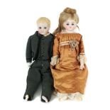 Puppenpaar um 1880, Brustblatt-Köpfe,