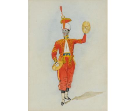 English School (early 20th century)Portrait of a West Indian Military Bandsman, Playing Cymbalsinscribed to verso in referenc