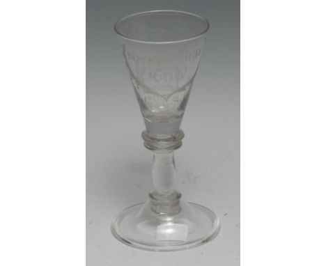 Ireland and the Williamite War - Battle of the Boyne, an Irish commemorative wine glass, The Glorious Memory of King William/