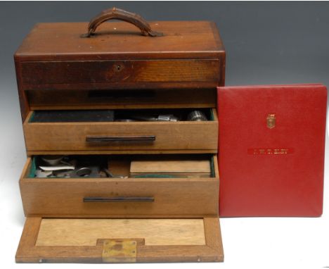 Tools, Rolls-Royce - J.W.T. Eley, World War Two period employee, his engineer's tool cabinet, the fitted interior with an arr