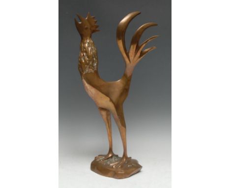 Modern School, a bronze, Abstract Cockrel, 52cm high 