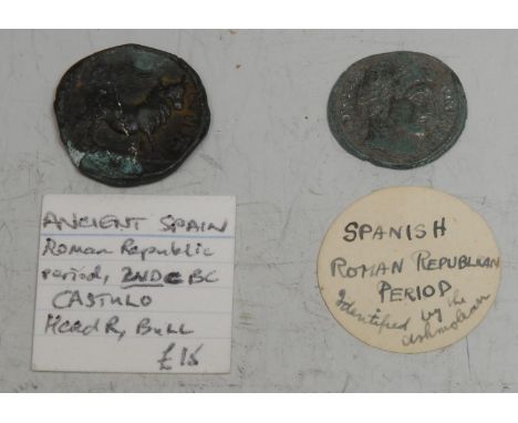 Coins, Ancient: Spain, Castulo, Roman Republican Period, mid-2nd century BC, Æ Semis, obv: diademed male head to right; rev: 