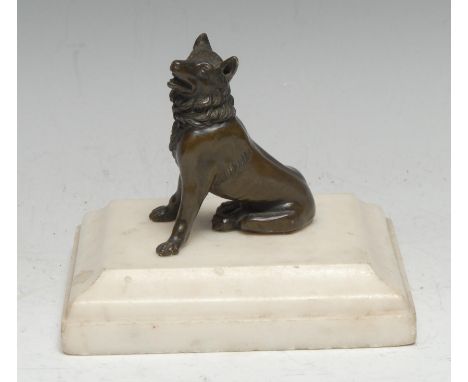 Grand Tour School (19th century), a brown patinated bronze, The Dog of Alcibiades or Jennings Dog, after the Antique, white m