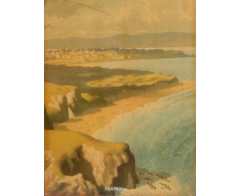 Railwayana - a mid 20th century lithograph print, after Ronald Lampitt for a British Railways poster, Portrush [Northern Irel