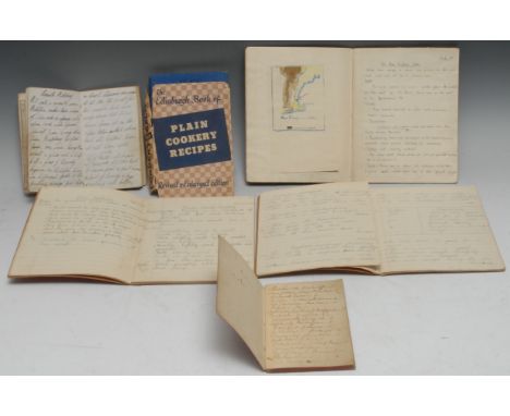 Cookery - a 19th century receipt books, half-filled with ink manuscript recipes, various mid-19th century and later hands, li