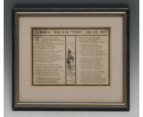 R.M.S. Titanic - an early 20th century mourning card, In Memoriam: Wreck of the "Titanic", April 15th, 1912, titled and print
