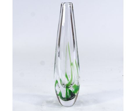 Vicke Lindstrand for Kosta Sweden, Sjogras glass vase, 1959, fully signed LH1783, height 26cm Perfect condition