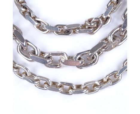 2 modern sterling silver chain link necklaces, both 44cm, and a matching silver bracelet, 18cm, 127.8g total (3)All in very g