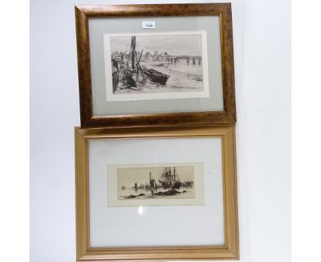 Stephen Parrish, etching, in port, and Charles Watson, etching, Chelsea, both circa 1880s, framed (2) 