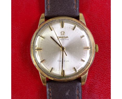 OMEGA - a Vintage 9ct gold Geneve automatic wristwatch, ref. 161/25418, circa 1969, silvered dial with baton hour markers, 24