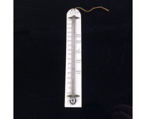 An early 19th century ivory thermometer, by J Somalvic of London, in original leather case, case length 16cm 