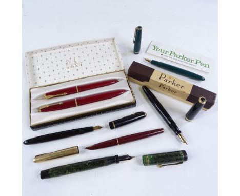 7 Vintage Parker fountain pens 