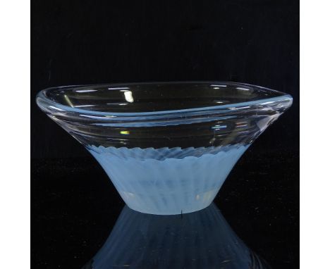 Vicke Lindstrand for Kosta Sweden, blue free-form glass bowl, 1955, fully signed LH1147 Perfect condition