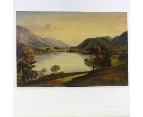 J B Senior, oil on canvas, Highland lake, signed, 20" x 30", unframedOne patch repair with minor overpainting, good condition