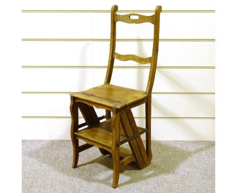 A 19th century French metamorphic library step chair 