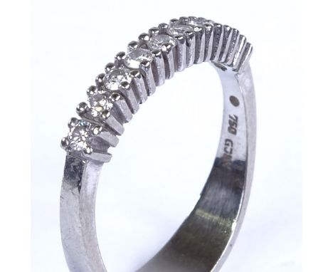 GEORG JENSEN AND WENDEL - a Vintage Danish 18ct white gold 9-stone diamond half hoop ring, total diamond content approx 0.1ct