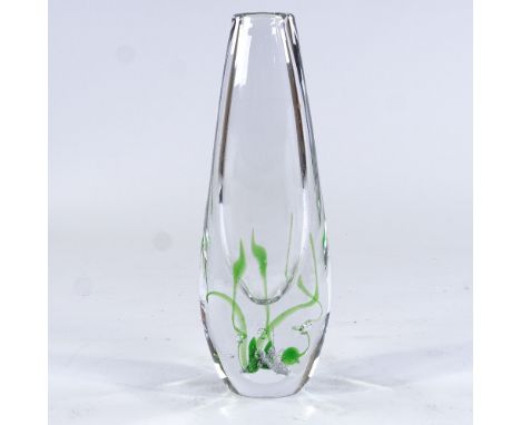 Vicke Lindstrand for Kosta Sweden, Sjogras glass vase, 1959, fully signed LH1717, height 26cm Perfect condition