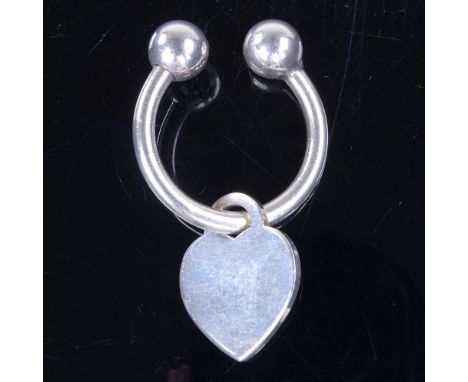 A modern Tiffany & Co sterling silver heart key chain, dated 2001, height 52.6mm, 20.5g, in Tiffany pouchGood original condit