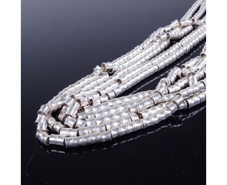 LINKS OF LONDON - a modern sterling silver 5-strand bamboo link necklace, necklace length 42cm, 161.9gVery good overall condi