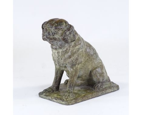 Barbara Tribe (1913 - 2000), patinated bronze sculpture, seated dog, no. 1 from an edition of 12, signed on the base, height 