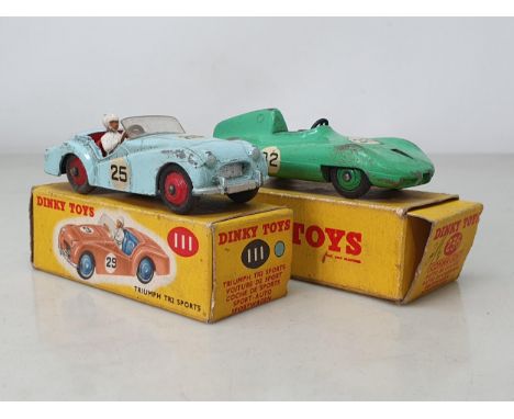 A boxed Dinky Toys No.111 blue Triumph TR2 Sports, F, box G and a boxed No.236 Connaught Racing Car, F, box G