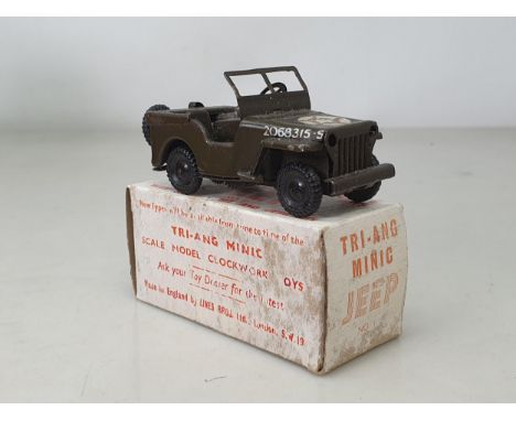 A boxed Tri-ang Minic clockwork Jeep