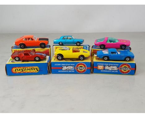 Six boxed Matchbox Superfast including No.1 Mod Rod, No.14 Iso Grifo, No.25 Ford Cortina G.T., No.40 Guildsman 1, No.41 Ford 