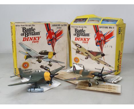 A boxed Dinky Toys No.721 Junkers Ju 87B Stuka with bomb, transfers and instructions, Nr M, box Ex plus, and a No.719 Spitfir