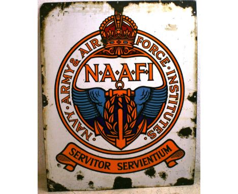 A Navy, Army Air Force Institutes single sided porcelain enamel advertising sign, 76cm x 61cm
