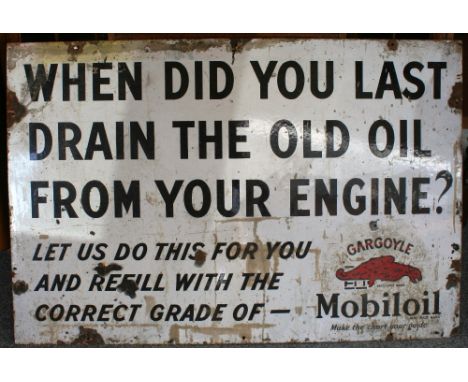 A large Gargoyle Mobiloil single sided porcelain enamel advertising sign, 76 x 114 cm.