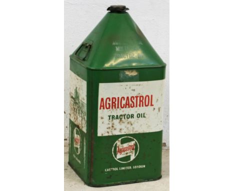 An Agricastrol pictorial tractor oil 5 gallon can with cap, height 53 cm.