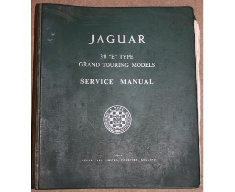 A Jaguar 3.8 E Type service manual, green plastic ring binder