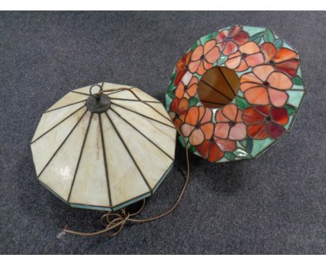 A pair of Tiffany style leaded glass light shades 