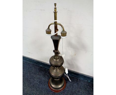 A decorative brass table lamp  