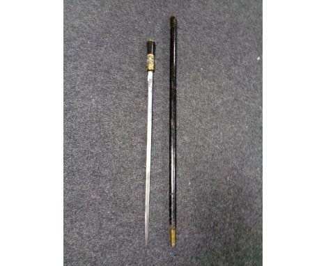 A 19th century sword stick with brass lion mask pommel 